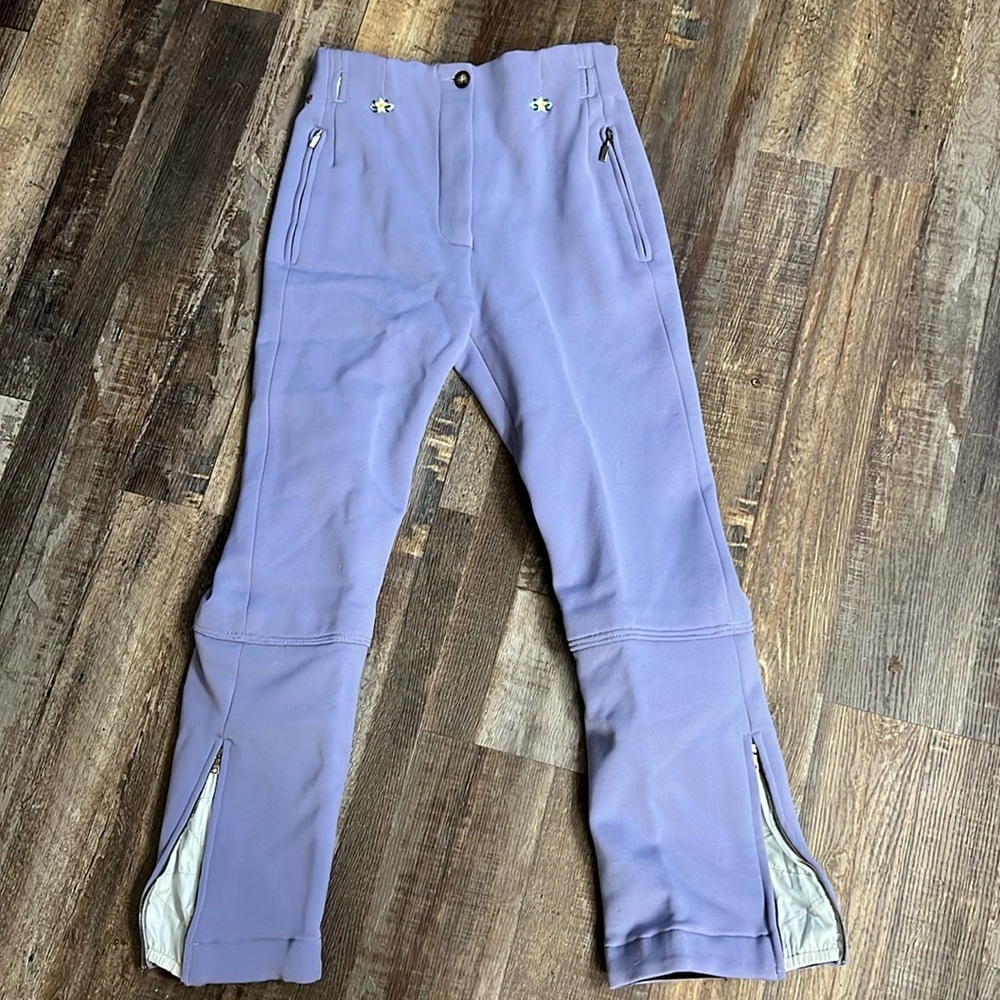 Postcard Purple Ski Pants with Flower Embroidery XS